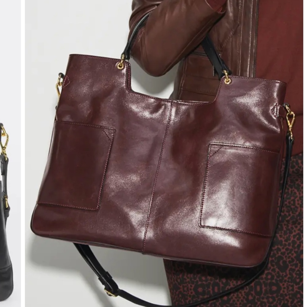 ||| BeCa Joy Gryson Large Burgundy Leather Tote Teal Int Dual  Removable pouches
